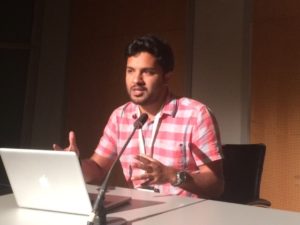 Victor Roy, MD/PhD candidate, presents his research at an international conference for science and technology scholars in Barcelona, Spain earlier this month.