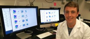 Kyle O’Hagan, a graduate student, studies a protein called Pak2 and its role in the development of a subset of immune cells called regulatory T-cells.