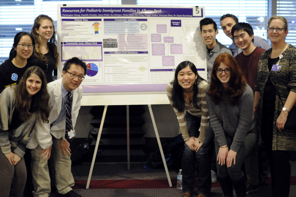 A team of first-year medical students presented on the strengths and challenges of immigrant families in Albany Park. “It was interesting to visit a different area of Chicago and see how a person can access health resources in this environment,” said first-year medical student Jason Hsieh.