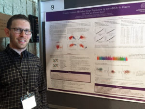 Gary Wilk, a PhD student in the laboratory of Rosemary Braun, PhD, MPH, assistant professor of Preventive Medicine in the Division of Biostatistics, presented at the poster session.