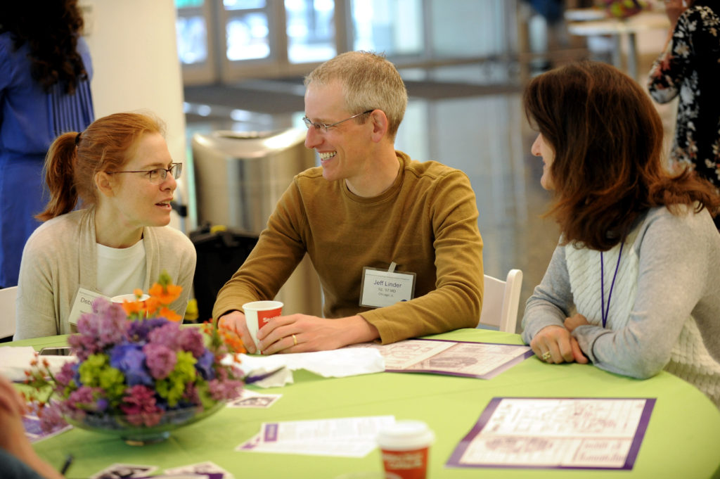 Deborah Tuchler Linder and Jeffrey Linder, ’97 MD, MPH, chief of General Internal Medicine and Geriatrics in the Department of Medicine, reconnected with other alumni at the Pancakes and Perspectives breakfast on Saturday.