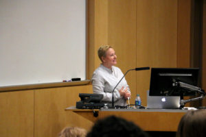 M.K. Czerwiec, RN, MA, artist in residence at the Center for Bioethics and Medical Humanities, delivered the event’s keynote speech on the field of graphic medicine.