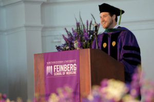 Richard Leiter, MD’12, nominated by his class to give the senior class message, joined his peers at the 153rd graduation at Chicago's Navy Pier Ballroom on May 24.