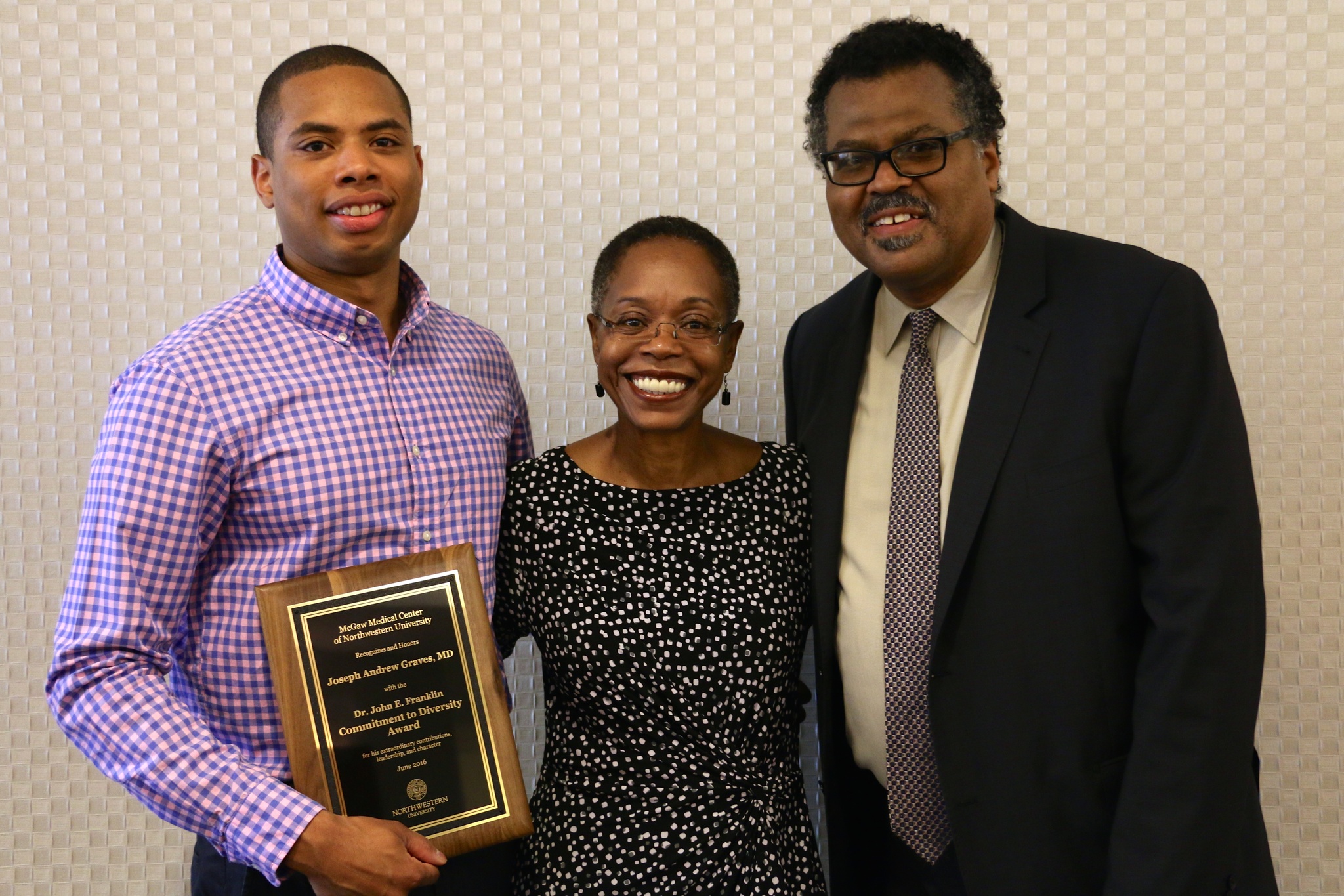 (left to right) Joseph Graves, MD, ’16 GME, Teresa Mastin, PhD, director of Diversity and Inclusion and John Franklin, MD, associate dean for Minority and Cultural Affairs.