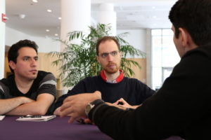 During breakout sessions, attendees discussed research topics including proteomics, natural language processing and social data at the first Biomedical Data Science Day at Northwestern University Feinberg School of Medicine. 
