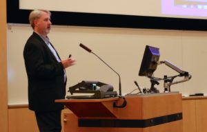 Keynote speaker Jason Moore, PhD, director of the Institute for Biomedical Informatics at the Perelman School of Medicine at the University of Pennsylvania, spoke on artificial intelligence and the future of data science.