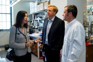 Zoghbi met with Dimitri Krainc, MD, PhD, chair of Neurology, and toured his laboratory during her visit to Northwestern.