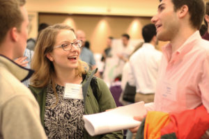 Natalie Bennett, a prospective MD/PhD student, met with current Feinberg students who showcased extracurricular activities at a fair on Friday afternoon, capping off the annual Second Look event.
