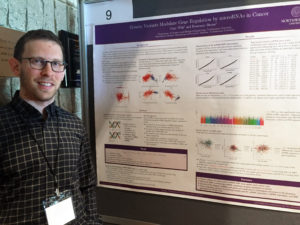 Gary Wilk, a PhD student in the laboratory of Rosemary Braun, PhD, MPH, assistant professor of Preventive Medicine in the Division of Biostatistics, presented at the poster session. 