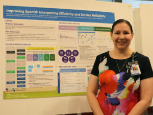 Adriana Lopez, manager of interpretive services at Ann & Robert H. Lurie Children’s Hospital, presented her poster, “Improving Spanish Interpreting Efficiency and Service Reliability,” which reported research that helped her team find areas to improve organization.