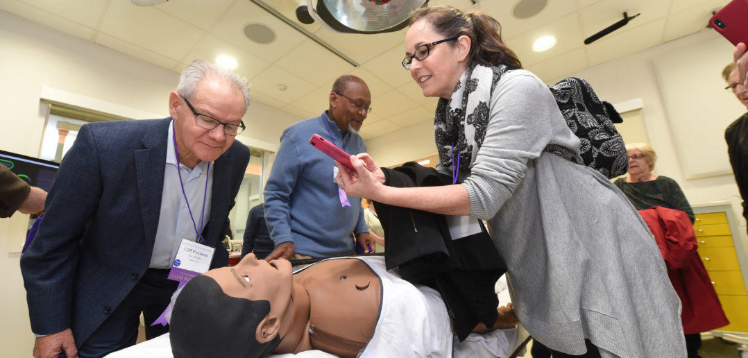 CHICAGO, IL - APRIL 27: Northwestern University Feinberg School of Medicine alumni tour the Northwestern Simulation Center on Friday, April 27 in the McGaw Pavilion as part of Alumni Weekend 2018, April 27-28, 2018 on the Chicago campus of Northwestern Medicine in Chicago, Illinois. (Photo credit: Randy Belice for Northwestern University) NOTE TO USER: This image has not been cropped or adjusted for final brightness, contrast or color. Request the .NEF raw version of this file for more finite corrections.