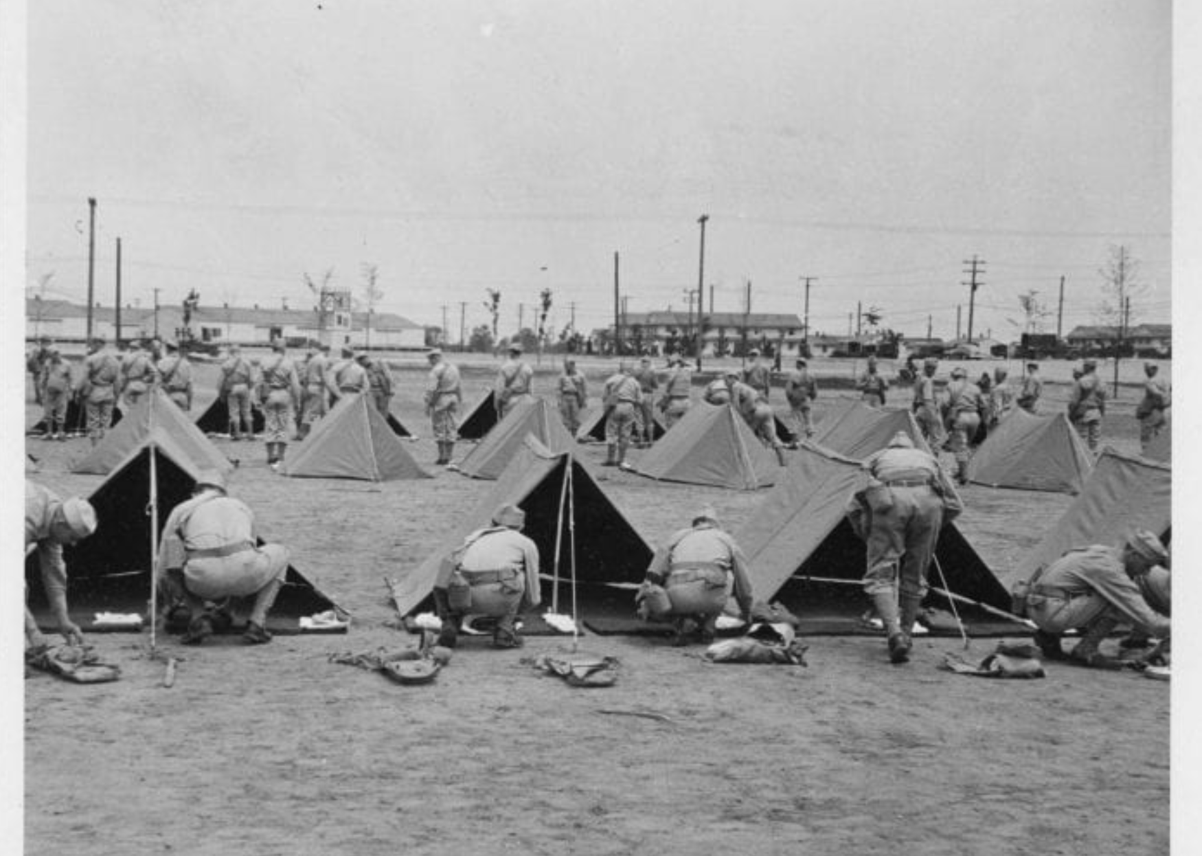 Rows and rows of tents line Fort Custer in Michigan to house the 12th General Hospital crew members.