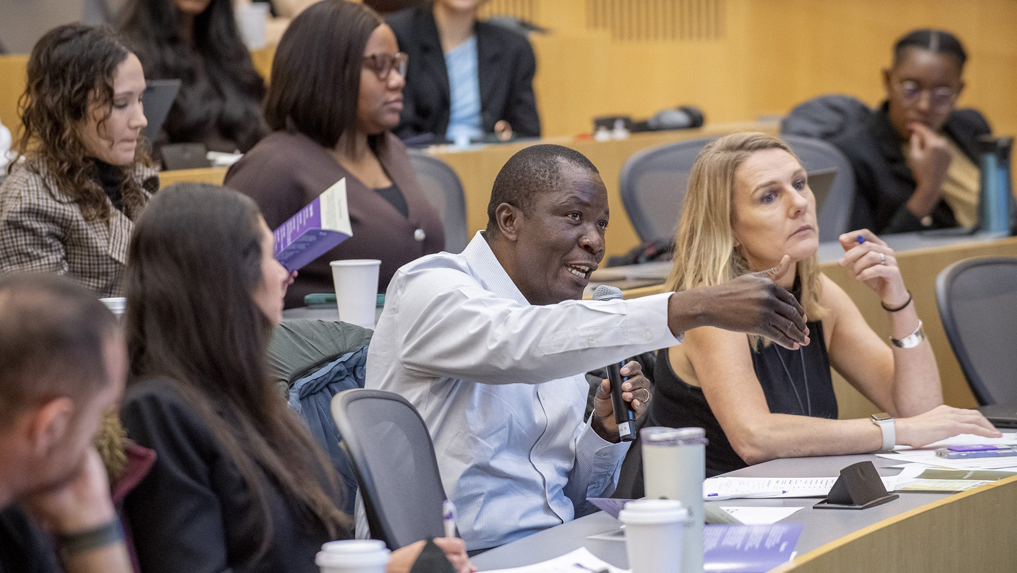 The judging panel of the case competition featured experts in the fields of global health, business, health systems, infectious diseases, and dissemination and implementation science. Photo: Randy Belice